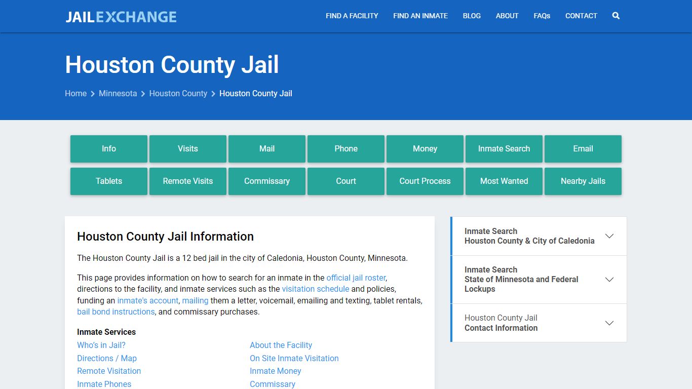 Houston County Jail, MN Inmate Search, Information